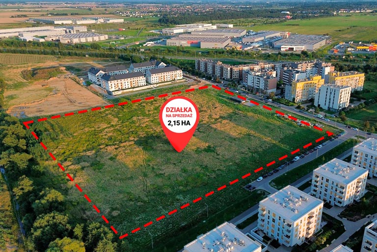 Fotografia lotnicza działek inwestycyjnych